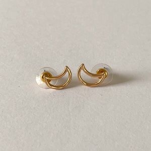 Gold Plate Crescent Moon Earrings